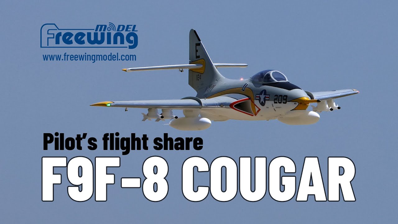 Freewing F9F-8 Cougar maiden flight video.  From Foshan, Guangdong.