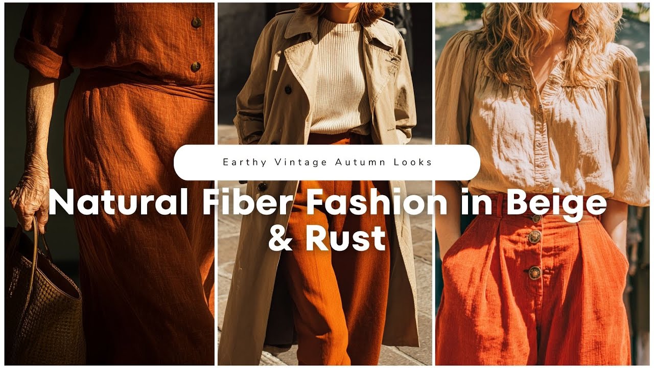 🍂 Natural Fiber Fashion in Beige & Rust | Earthy Vintage Autumn Looks