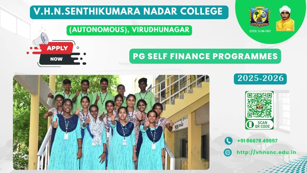 PG Admission Self Finance Courses: 2025-26 | V.H.N.S.N.College (Autonomous) |