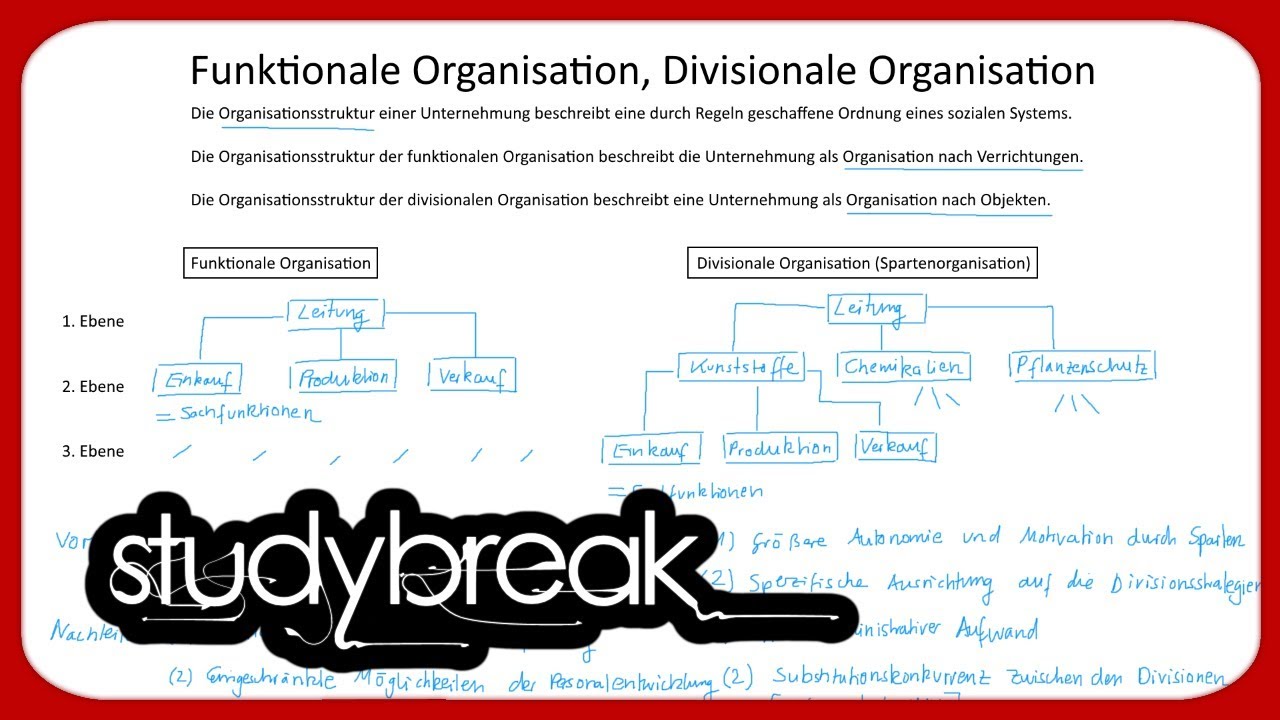 Funktionale Organisation, Divisionale Organisation | Betriebswirtschaftslehre