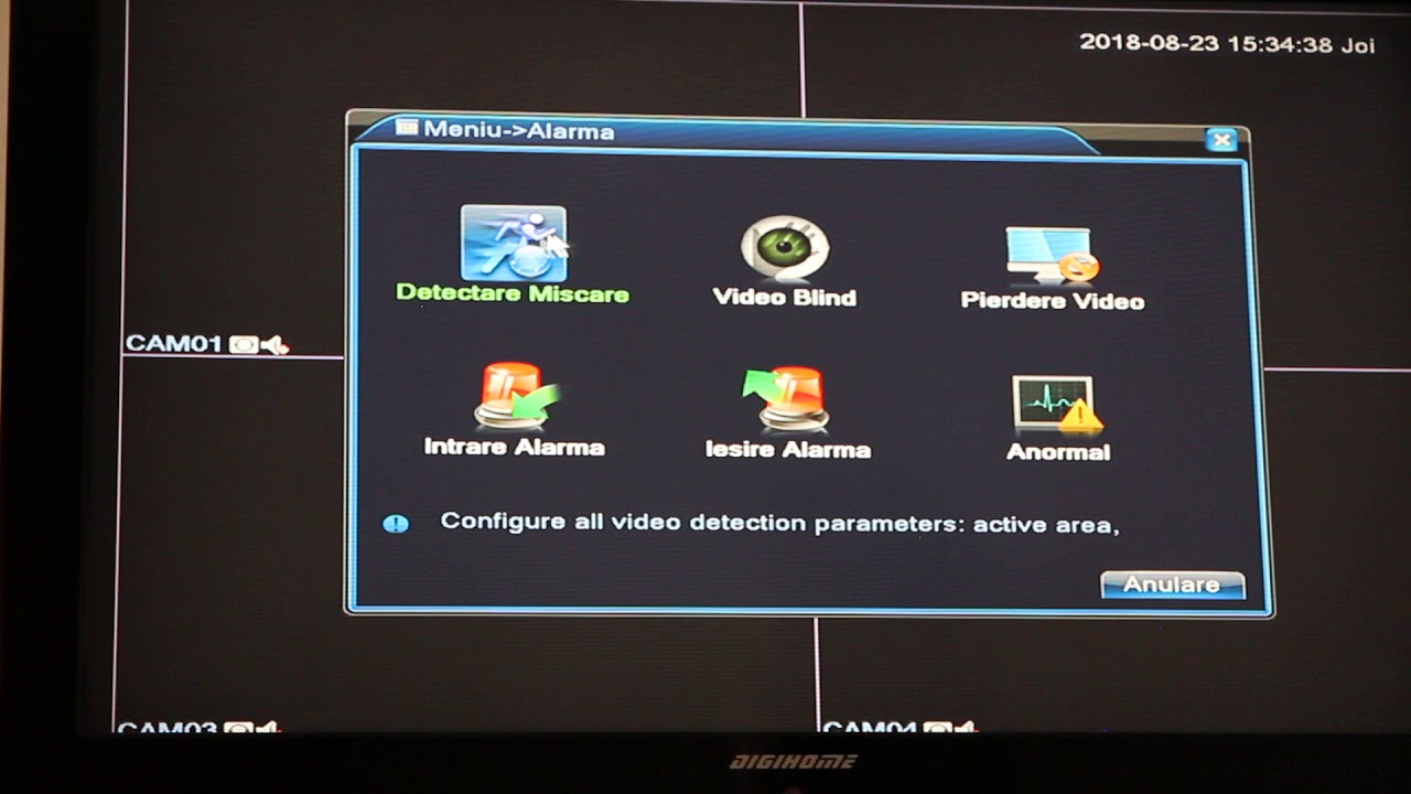 Setare pentru functia inregistrare DVR AKU Model AK2804X