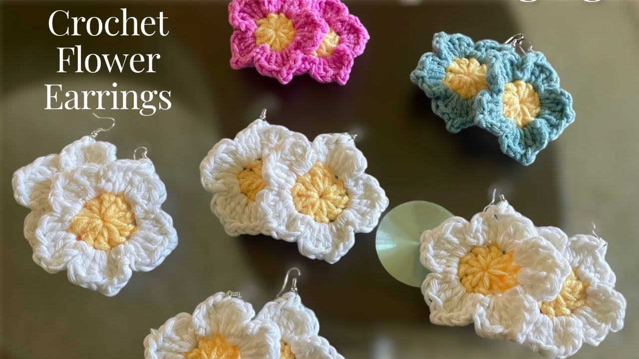 EASY Crochet Flower Earrings Tutorial | Crochet Flower Tutorial