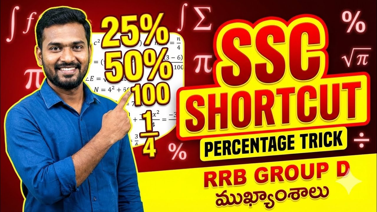 Percentage Shortcut Tricks 🔥 SSC/Bank/Groups lo 100% Useful ll Degree Maths tips Telugu 