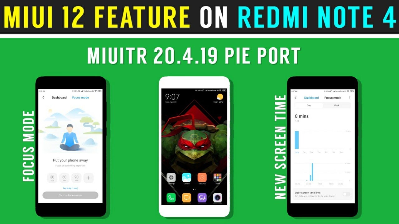 MIUI 12 FEATURE ON REDMI NOTE 4 (Mido) REVIEW | MIUITR 20.4.19 PIE PORT | FOCUS MODE | SCREEN TIME