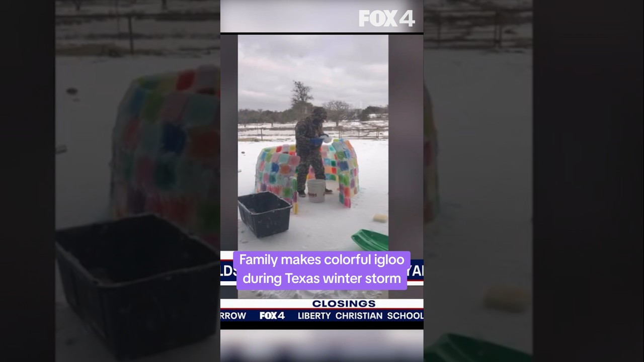 Texas family makes colorful igloo during winter storm