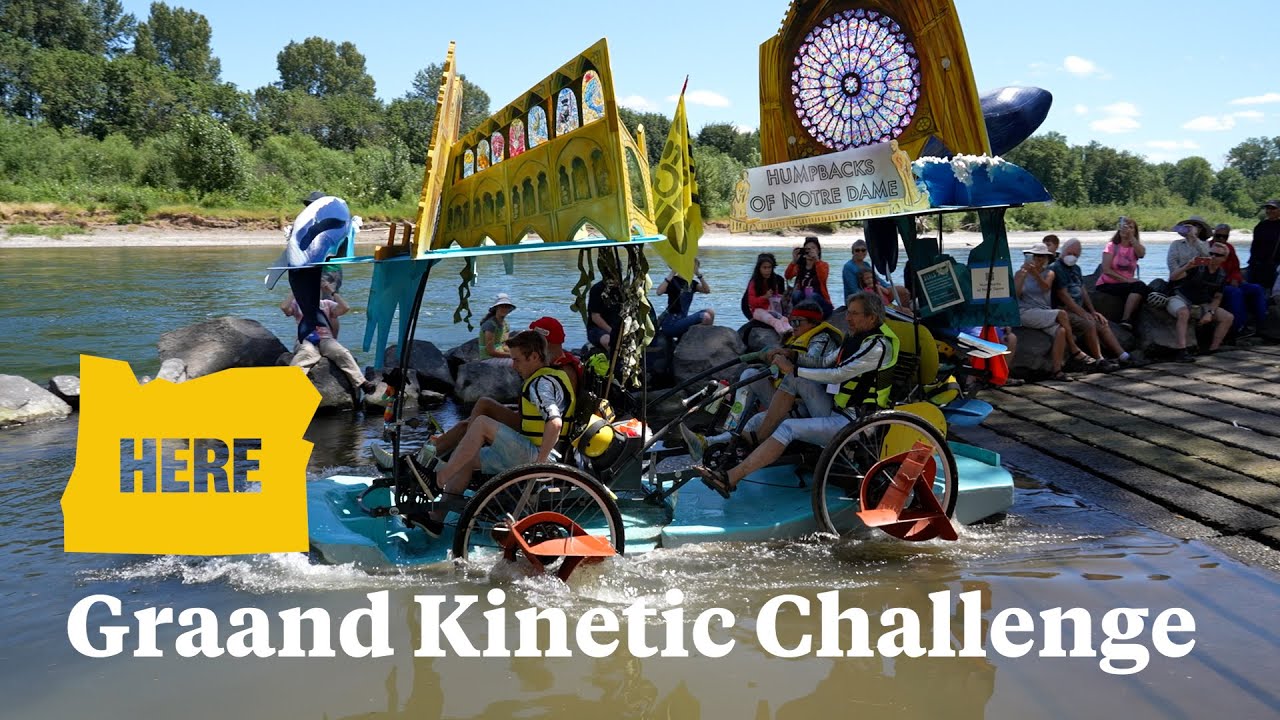 Kinetic sculptures race over sand, mud and water in Corvallis