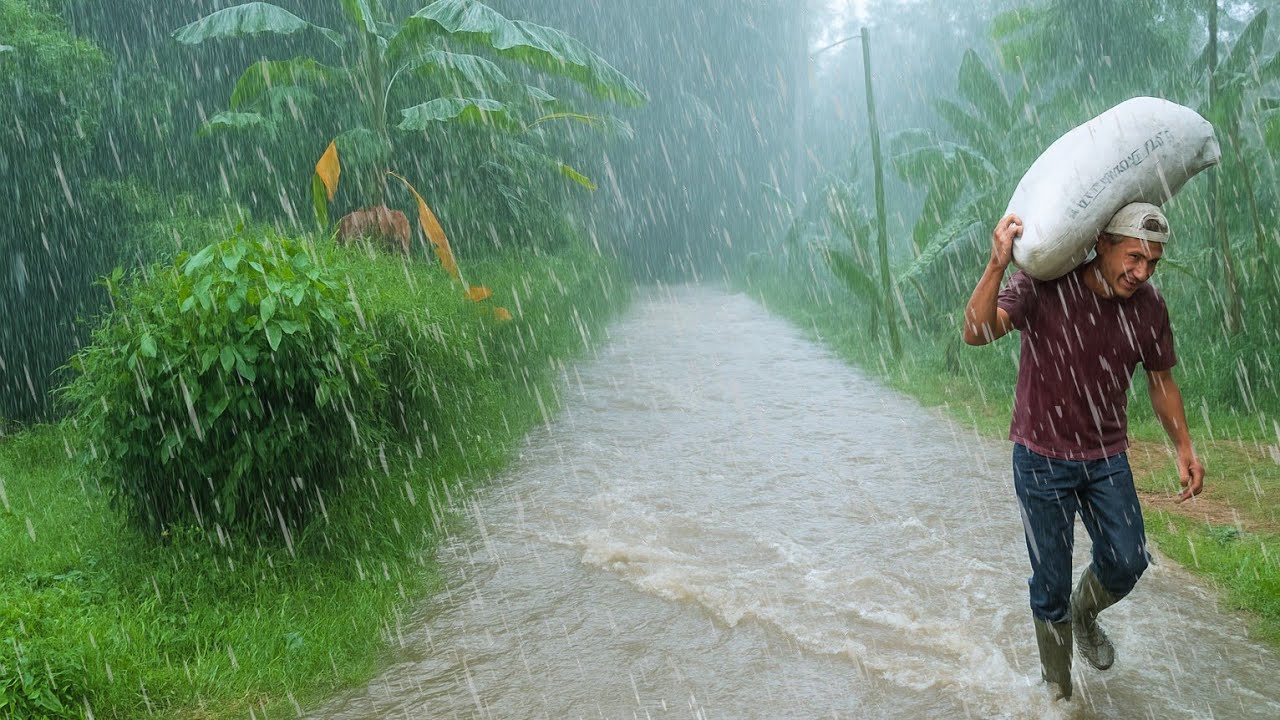 TERRIFYING TURN OF EVENTS! CALM VILLAGE WALK TURNS INTO A RAINSTORM CHAOS