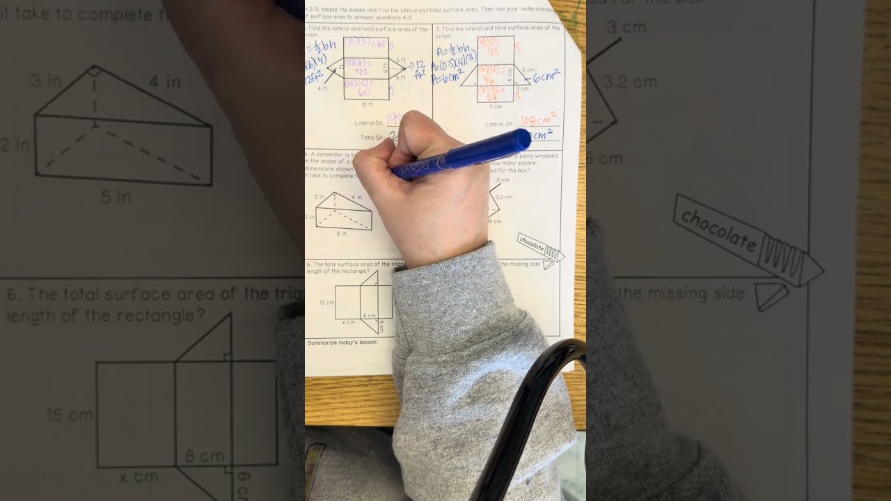 Surface Area of Triangular Prisms taught by Mrs. Page
