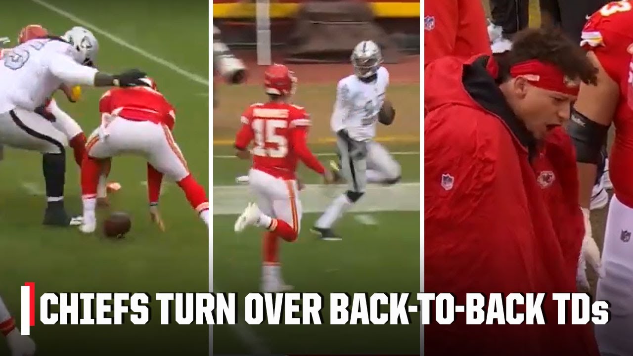 😳 Patrick Mahomes FURIOUS after Raiders force back-to-back defensive TDs