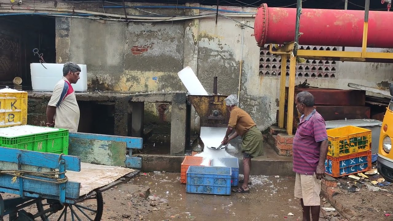 மீன் சேமிப்புக்காக ஐஸ் தயாரிக்கும் வீடியோ 🔥காசிமேடு|#icemaking #kasimedu #viralvideo #fishmarket #yt