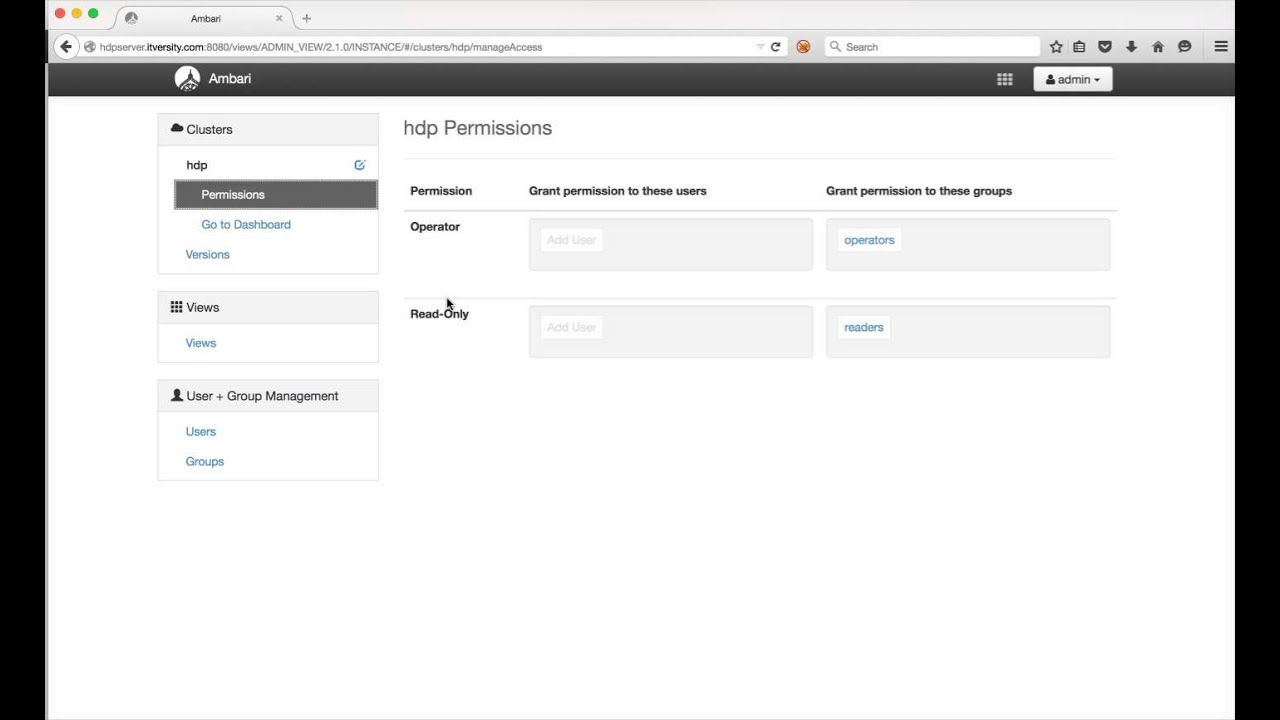 Hadoop Day To Day Operations - Manage Ambari - Groups, users and permissions
