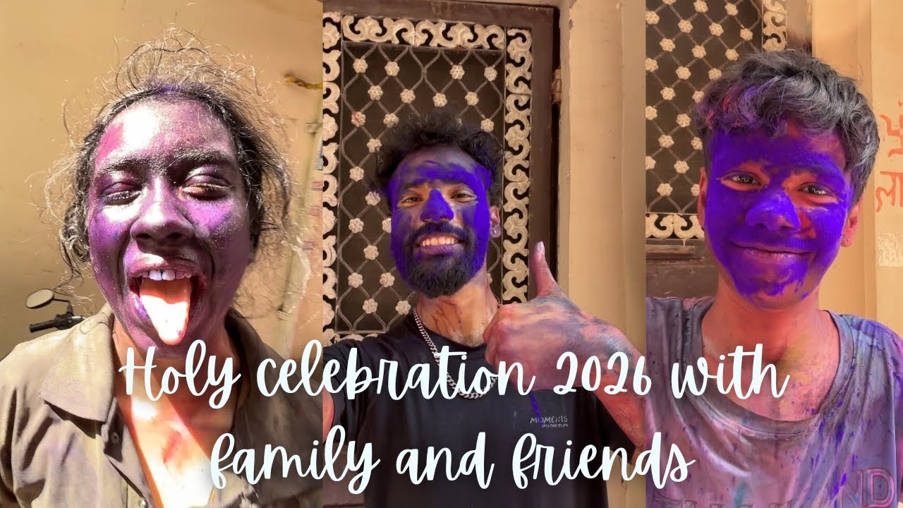 Holi celebration 2026 with family and friends/vlog-59