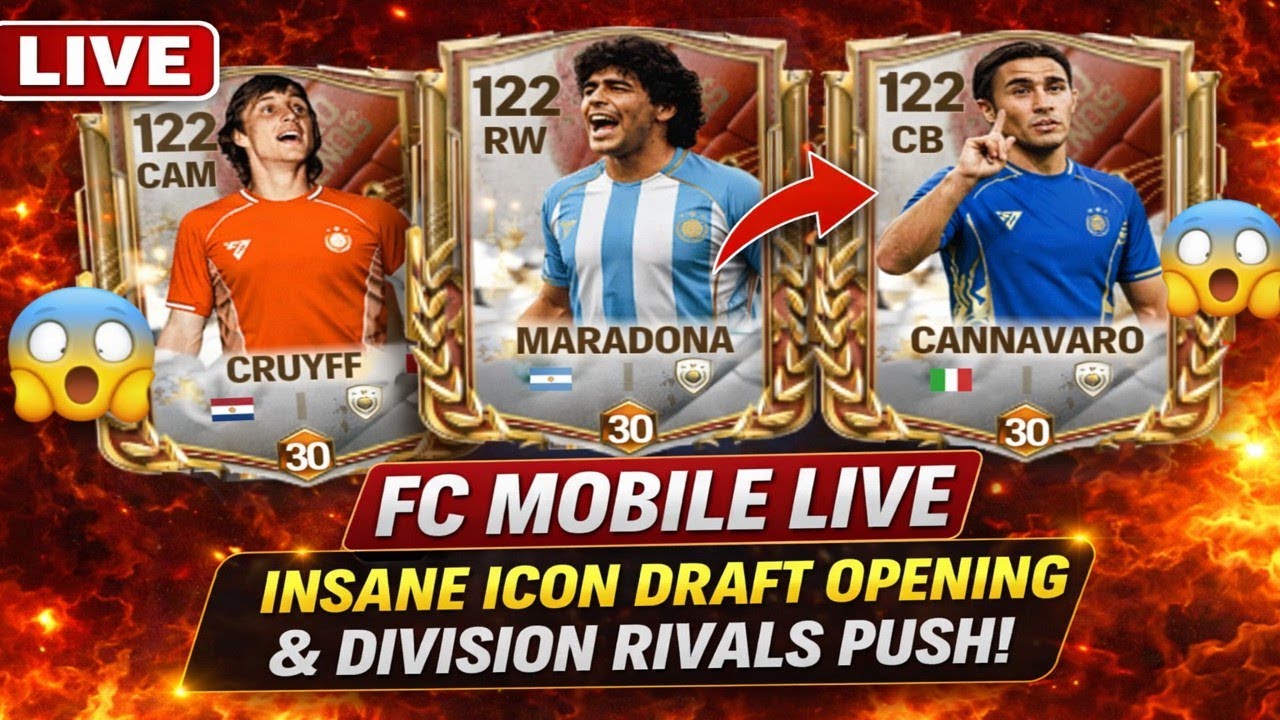FC Mobile LIVE 🔴 Insane ICON Draft Opening & Division Rivals Push! 😱 | 122 OVR ICON PACK