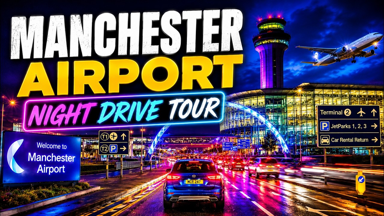 Manchester Airport After Dark - Night Driving Tour of the UK’s Third Busiest Airport