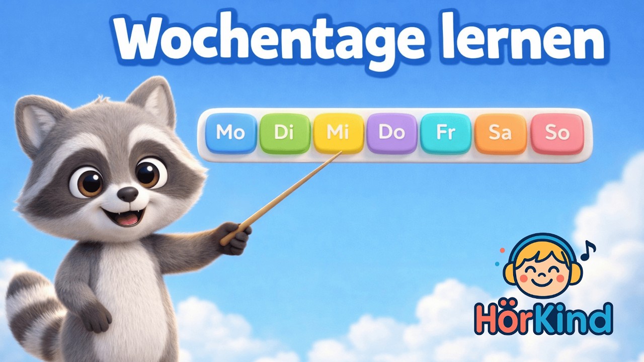 Wochentage lernen | Kinderlied mit Waschbär Milo 🦝 | Montag bis Sonntag | HörKind