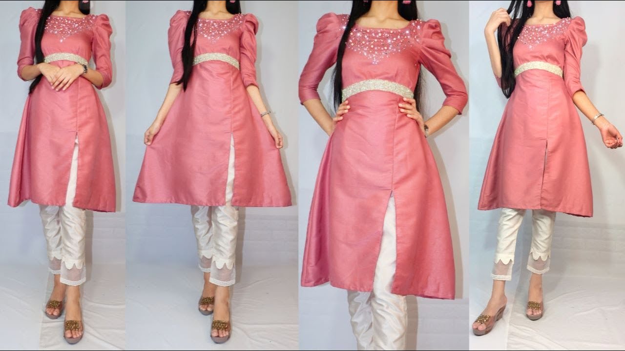 Designer front cut dress Cutting and stitching/ Puffy sleeve cutting and stitching/ Party wear top
