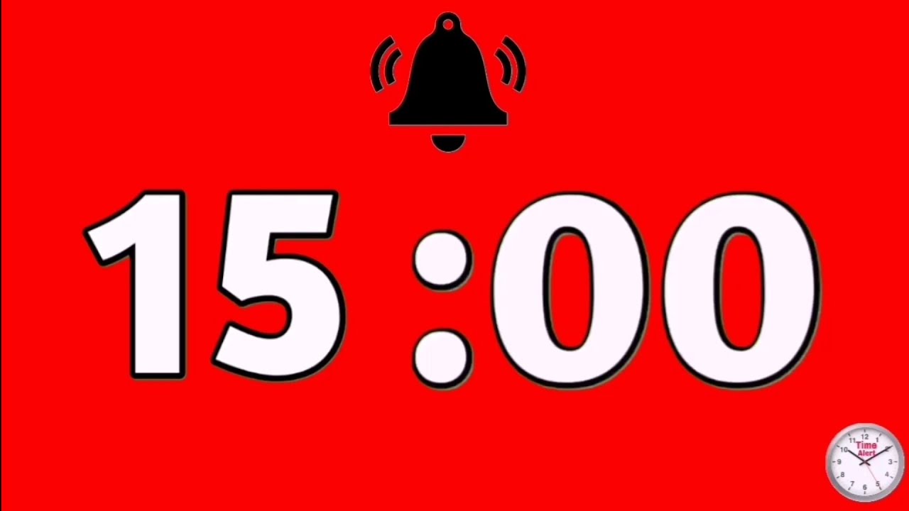 15 Minute Timer Red Background Simple Clear Time With Alarm