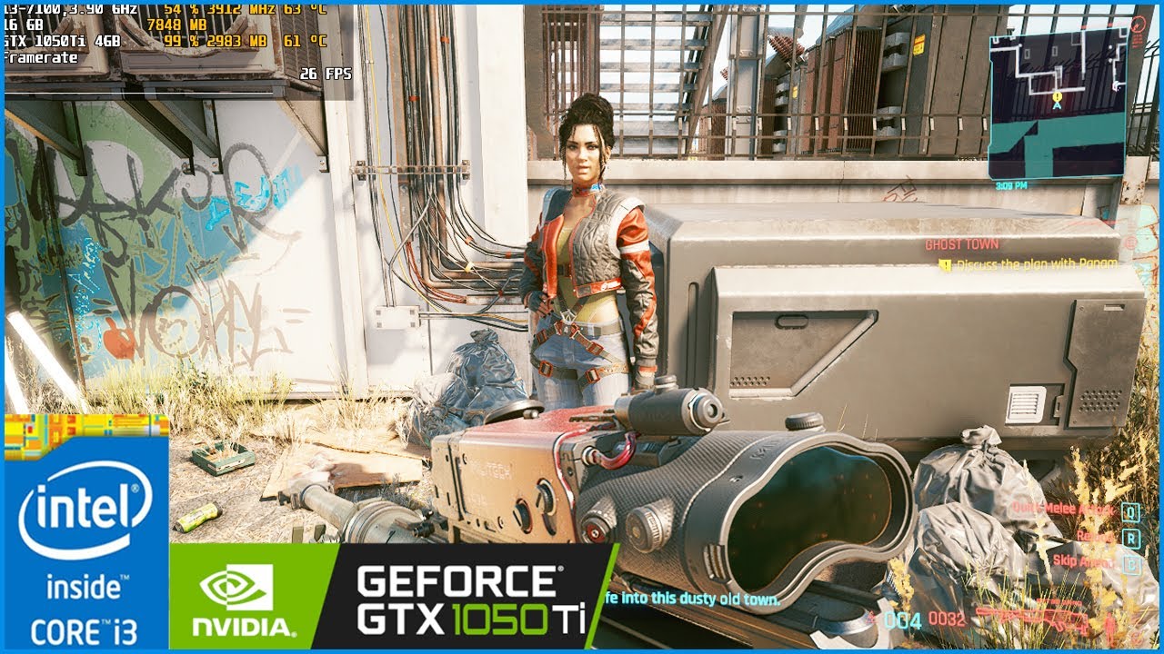 Cyberpunk 2077 GTX 1050Ti +I3 7100 + 16GB Ultra Graphics Gameplay