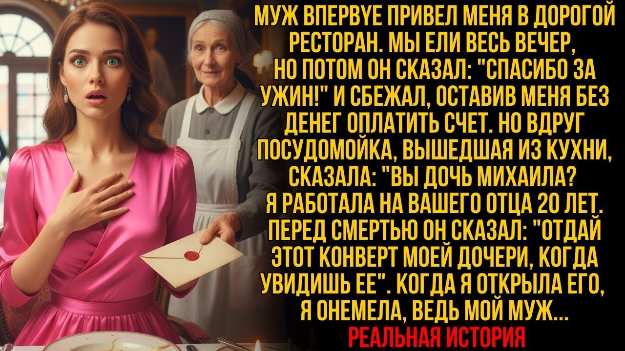 МУЖ СБЕЖАЛ из ресторана, оставив меня без денег — и вдруг посудомойка спросила «ВЫ ДОЧЬ МИХАИЛА?»…