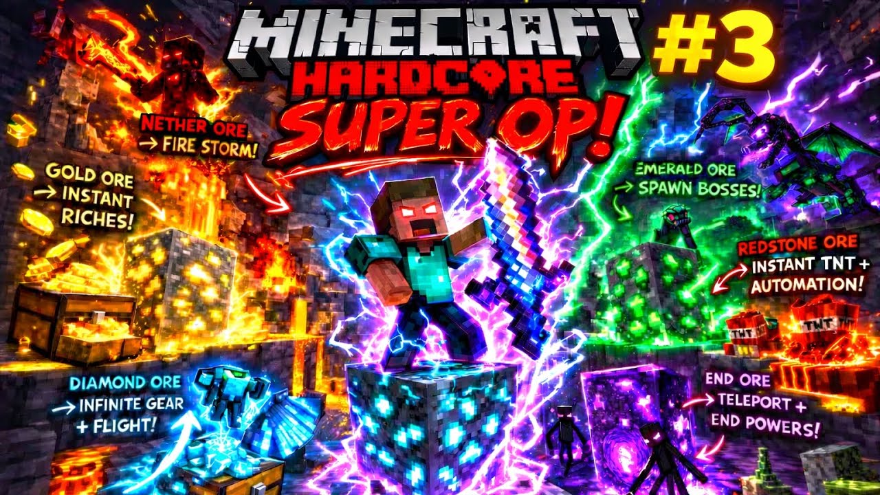 Minecraft but ores are super op items in Minecraft Hardcore     ||    #3