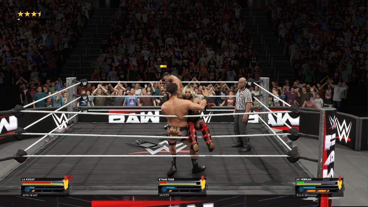 WWE 2K25 LA Knight vs Liv Morgan vs Ethan Page in a Extreme Rules Triple-Threat Match Online