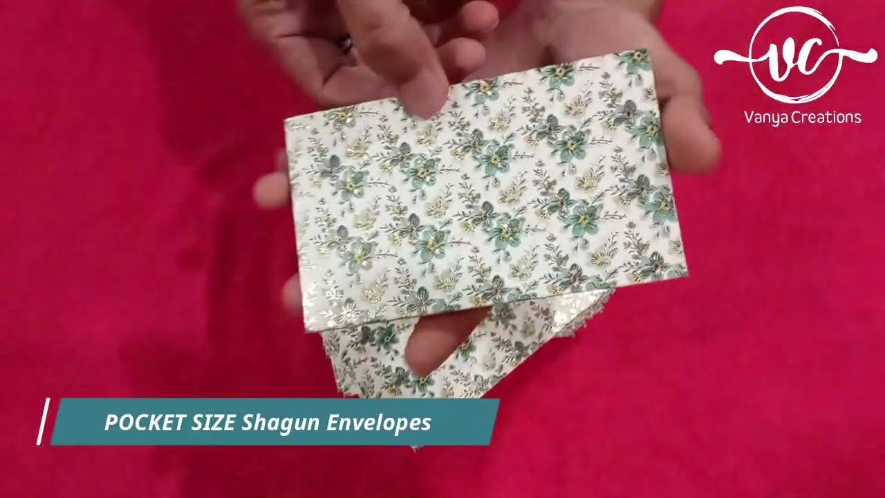 Vanya Creations Paper Floral Printed Matte Finish Pocket Size Shagun Envelopes, Green Color - PE90