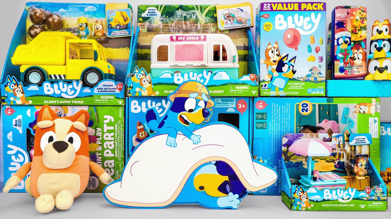 Bluey Toy Collection Unboxing Review 💙 Mystery Funny Bandit and Bluey Box & Talking Bingo Plush