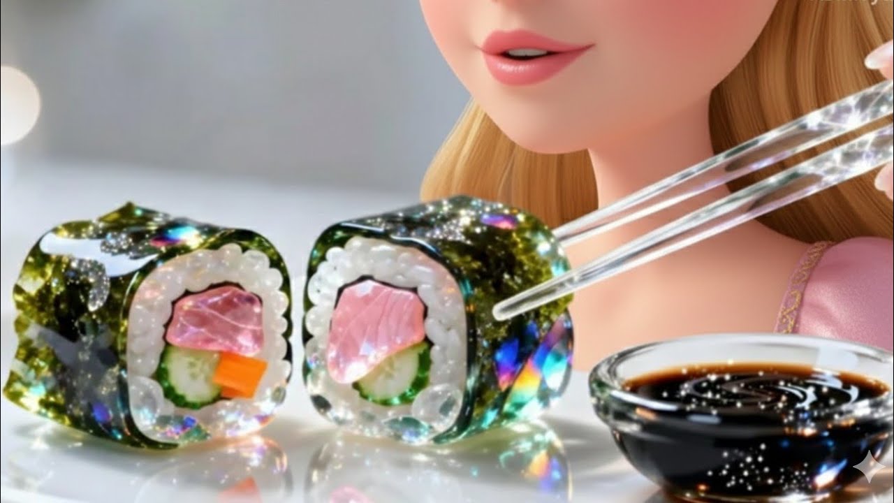Fairy Making a Glass Spicy Tuna Sushi Roll...Made up of Glass😳🍙😋🤤