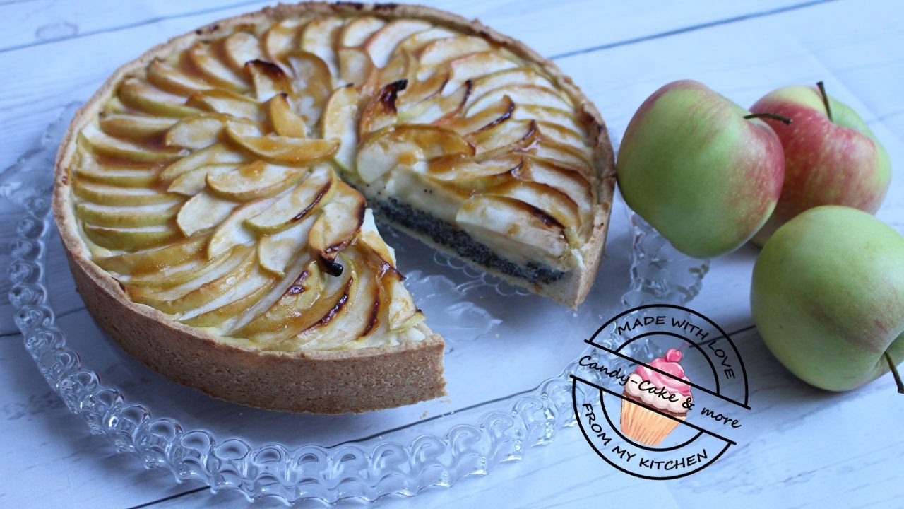 Apfel-Mohn-Kuchen mit Vanillepuddingcreme I Apfelkuchen