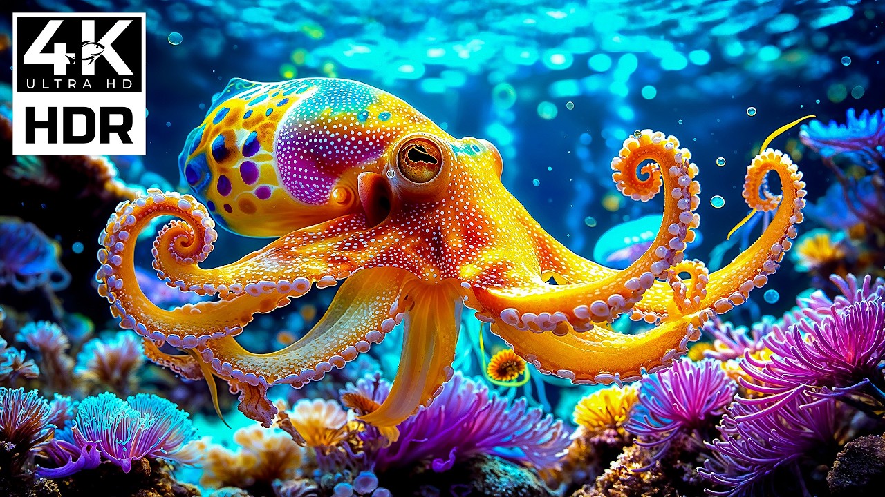 Aquarium 4K Ultra HD – Colorful Coral Reef Fish with Relaxing Meditation Music for Sleep