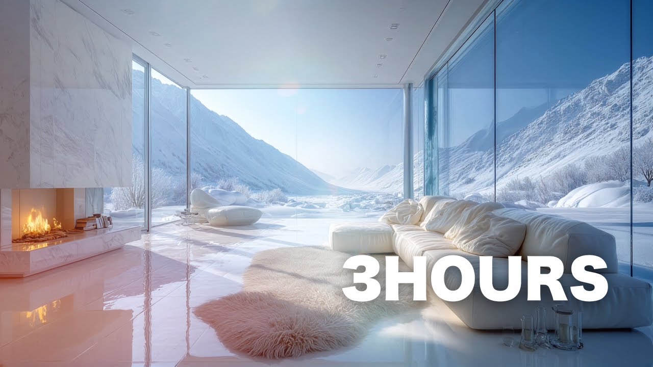 【作業用BGM】3時間 雪原のガラス別荘 ｜ 思考を白く澄ませる、没入の432Hz | 3 Hours Luxury Glass Villa in Snow Focus Music