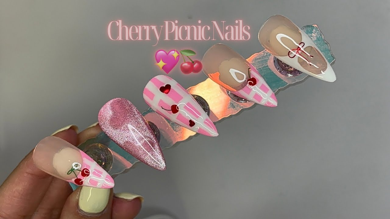 Cherry Picnic Nails Tutorial | Beetles Gel Valentine's Day Collection