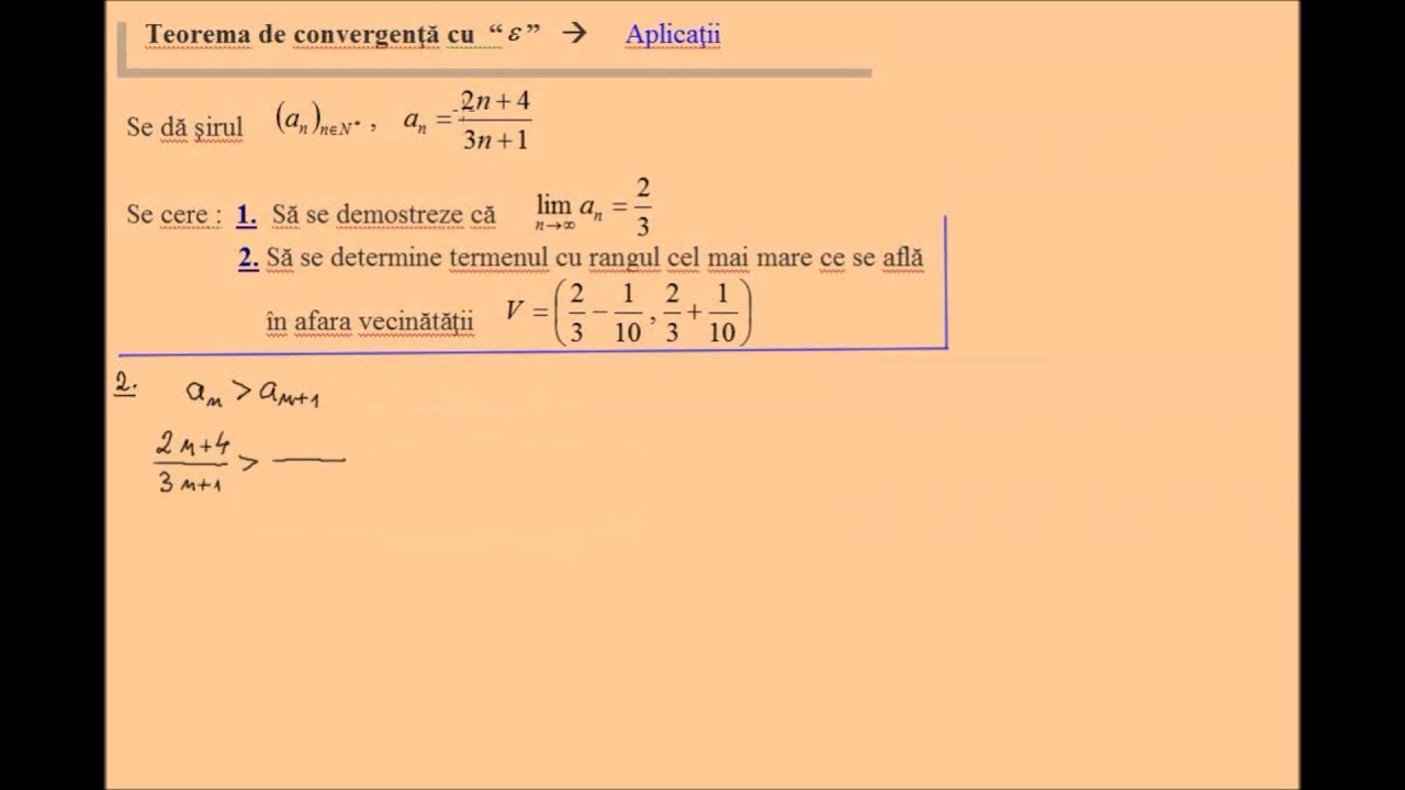 Teorema de convergenta cu epsilon - exercitii rezolvate