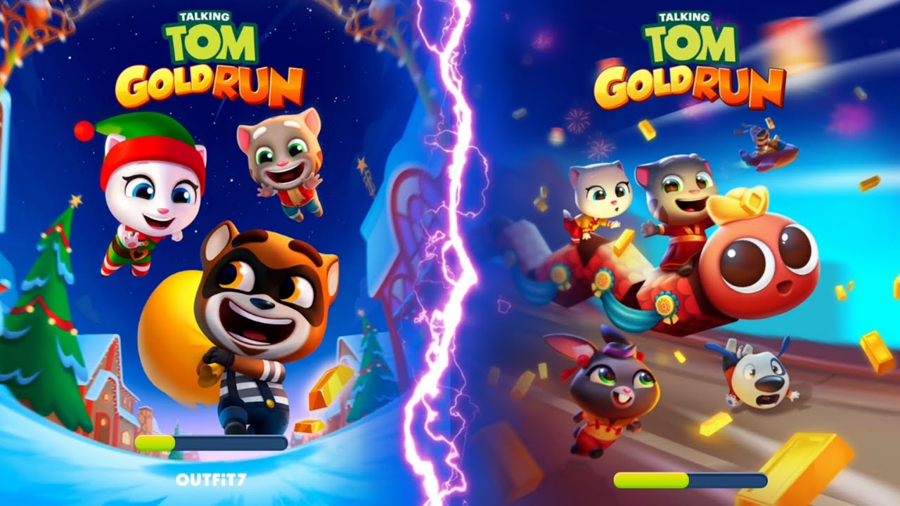 Talking Tom Gold Run New Year Update - Super Tom vs Fortune Tom vs Roy Raccoon (Android)
