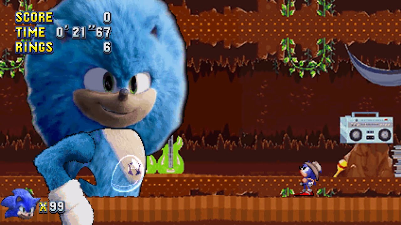 Fluffy Movie Sonic Mania Plus Mod + Playable Sonic 1 Cowboy (Movie Style)