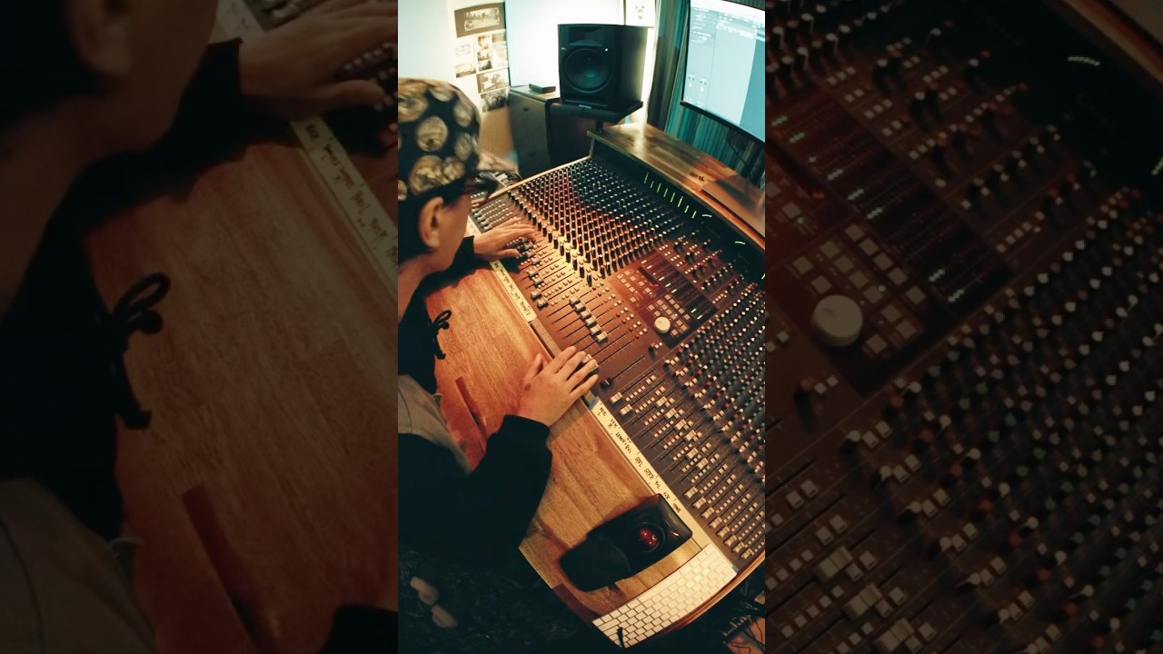 Soundcraft Ghost analog mixing console in my home studio - punchy drums and bass guitar stems