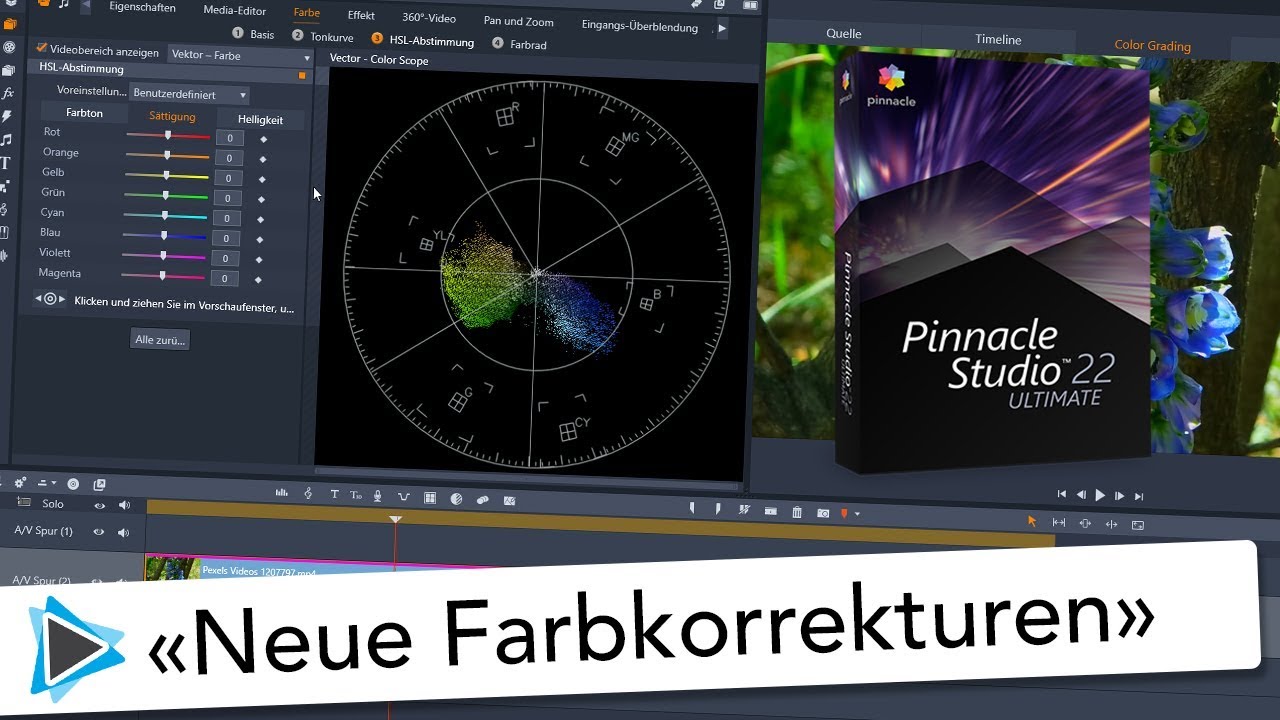 Neu in Pinnacle Studio 22 Deutsch Übersicht Farbkorrektur Video Tutorial