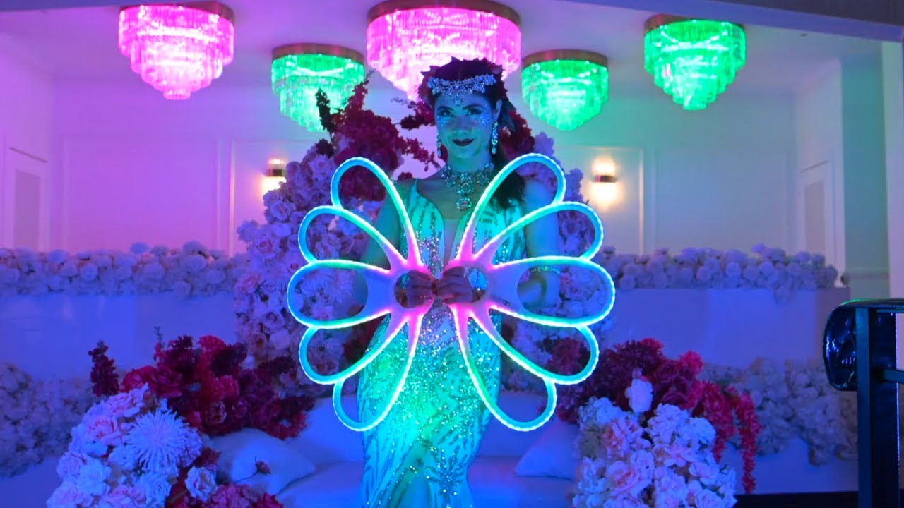Flowing with LED hearts and petal fans by NeoFlow Art