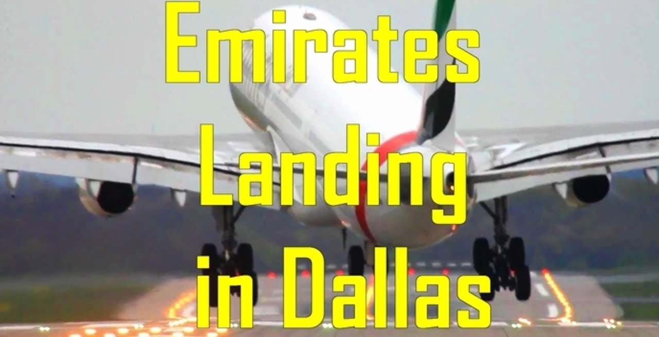 Emirates EK 221 Flight From Dubai Landing In Dallas
