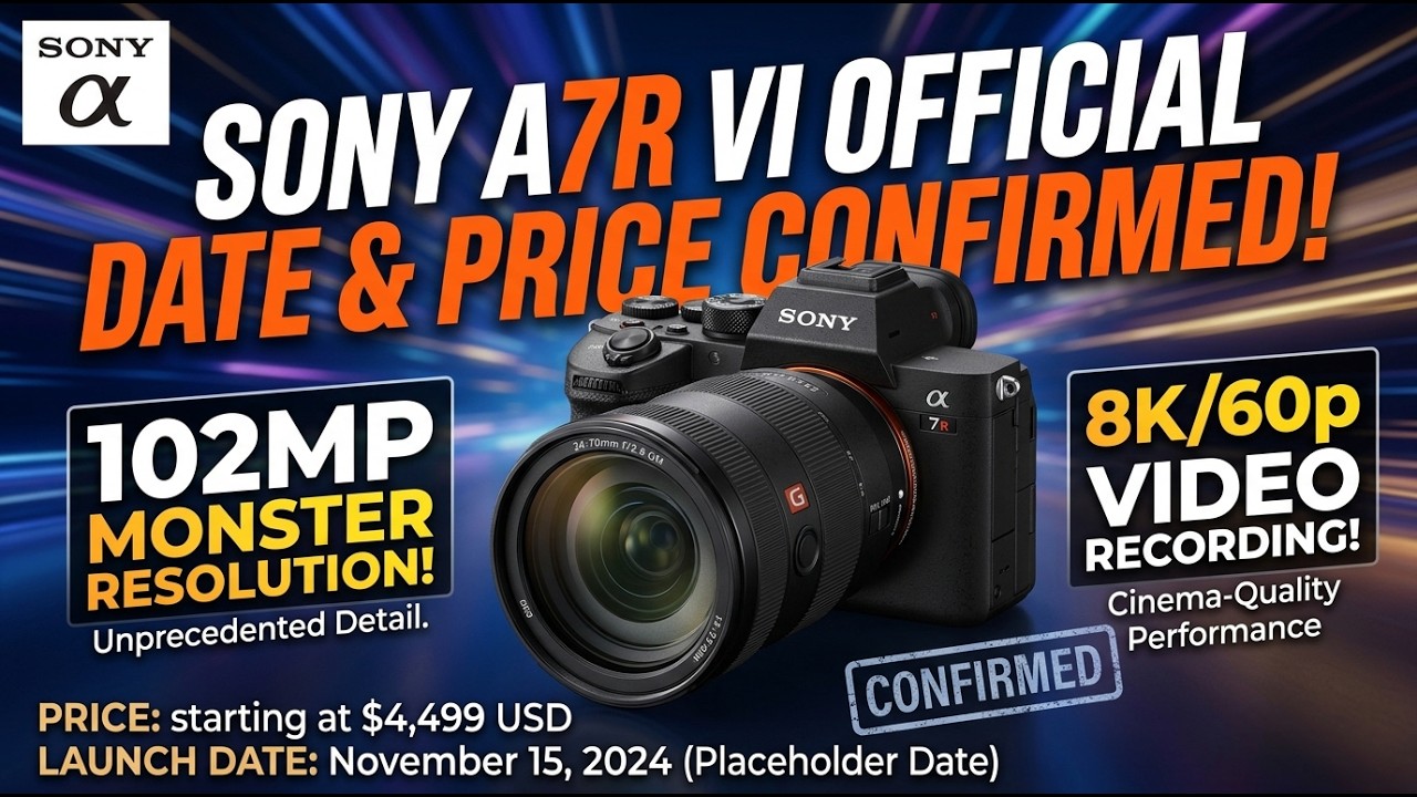 Sony A7R VI Official Launch Date & Price Confirmed - 102MP MONSTER & 8K/60p Specs?
