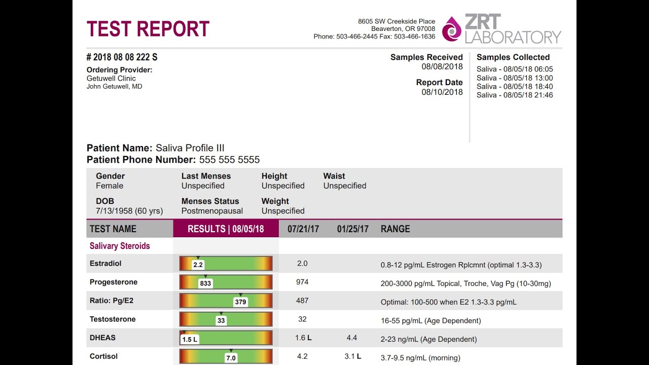 Clinical Walk-Through of a ZRT Saliva Hormone Report