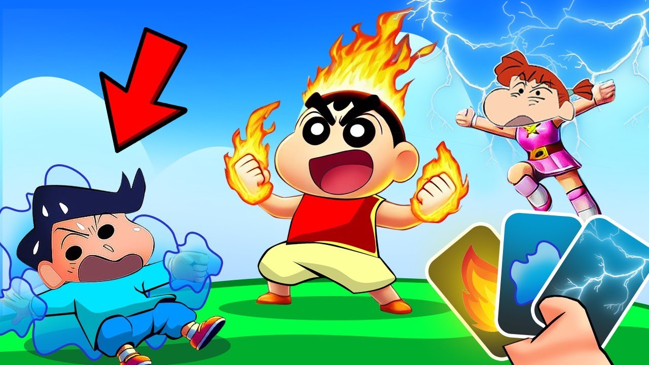 Shinchan Challenged His Friends In Element Card Battle 😱🔥 | Shinchan Playing Roblox | Funny Game 😂