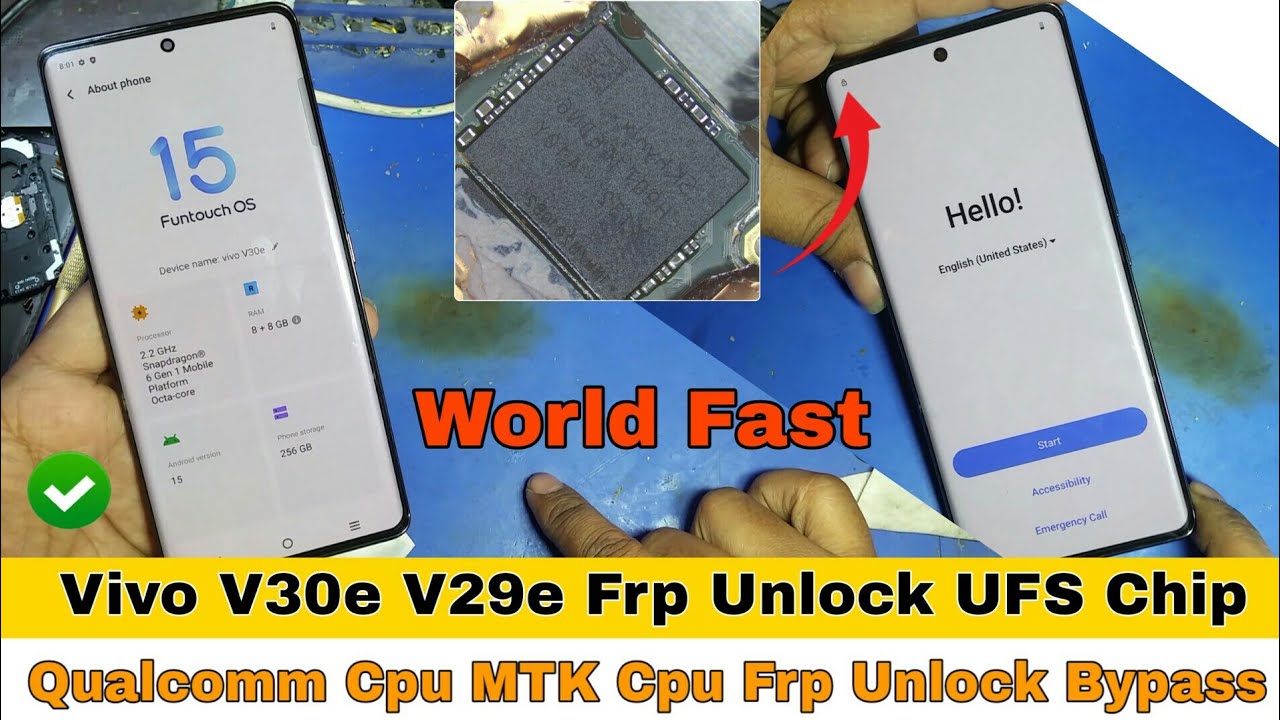 World Fast | Vivo V30e V29e Frp Unlock | Chip Off UFS Frp Unlock | MonuMobile
