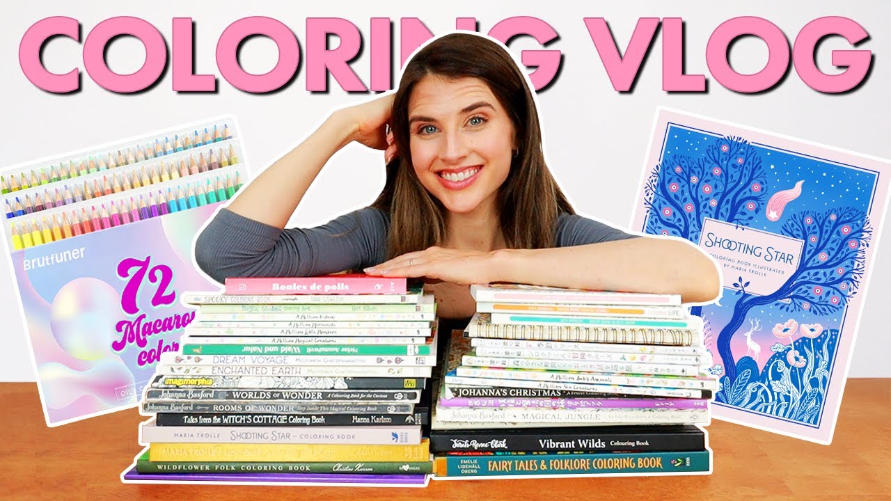 ULTIMATE COLORING VLOG: coloring book shopping, new supplies & my coloring book collection 💖
