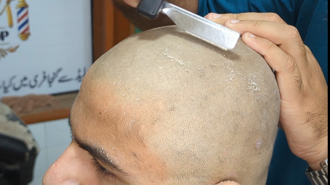 Good sleep dandruff clean smooth ASMR relaxing sound head shave bald tutorial Zaibi Barber shop 2026