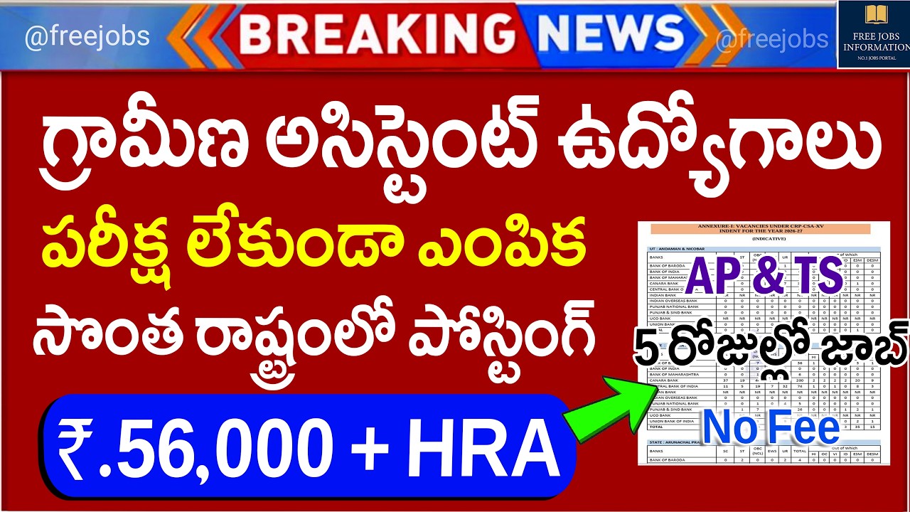 🚨Exam లేదు, 56 వేల జీతం తో అసిస్టెంట్ జాబ్స్ | CCMB Govt Jobs Recruitment 2026 | Job Search