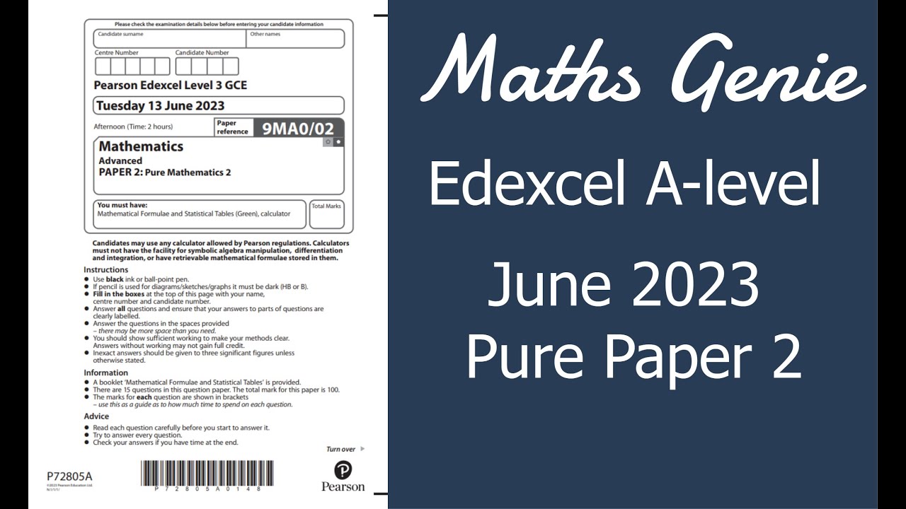 Edexcel A Level Pure Maths Paper 2 2023 Exam Walkthrough