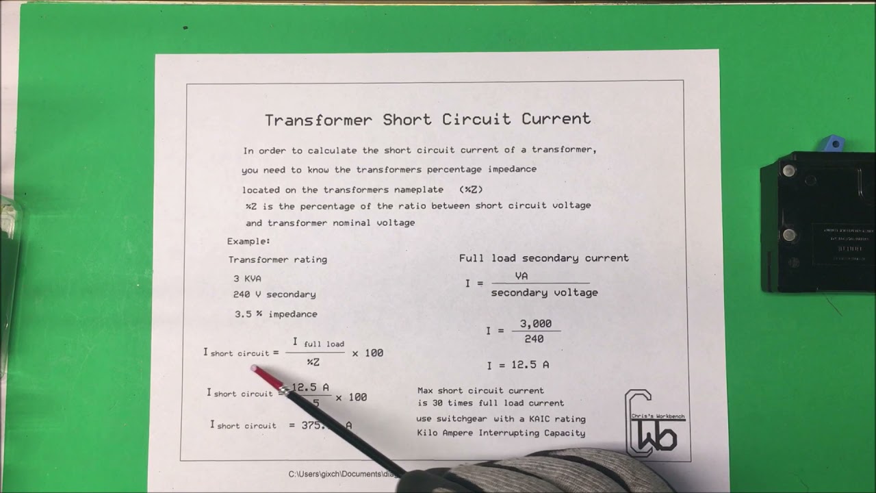 Transformer short circuit current