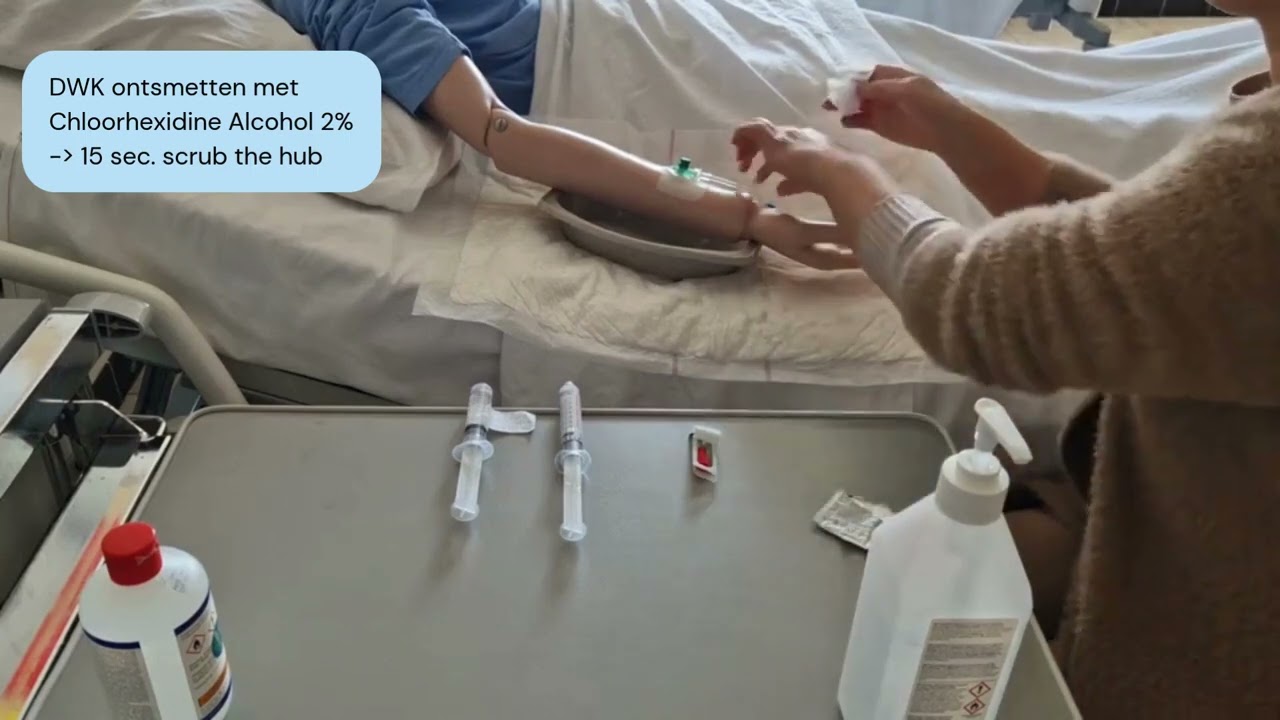 Toedienen I.V.-medicatie (I.V.-bolus) via DWK