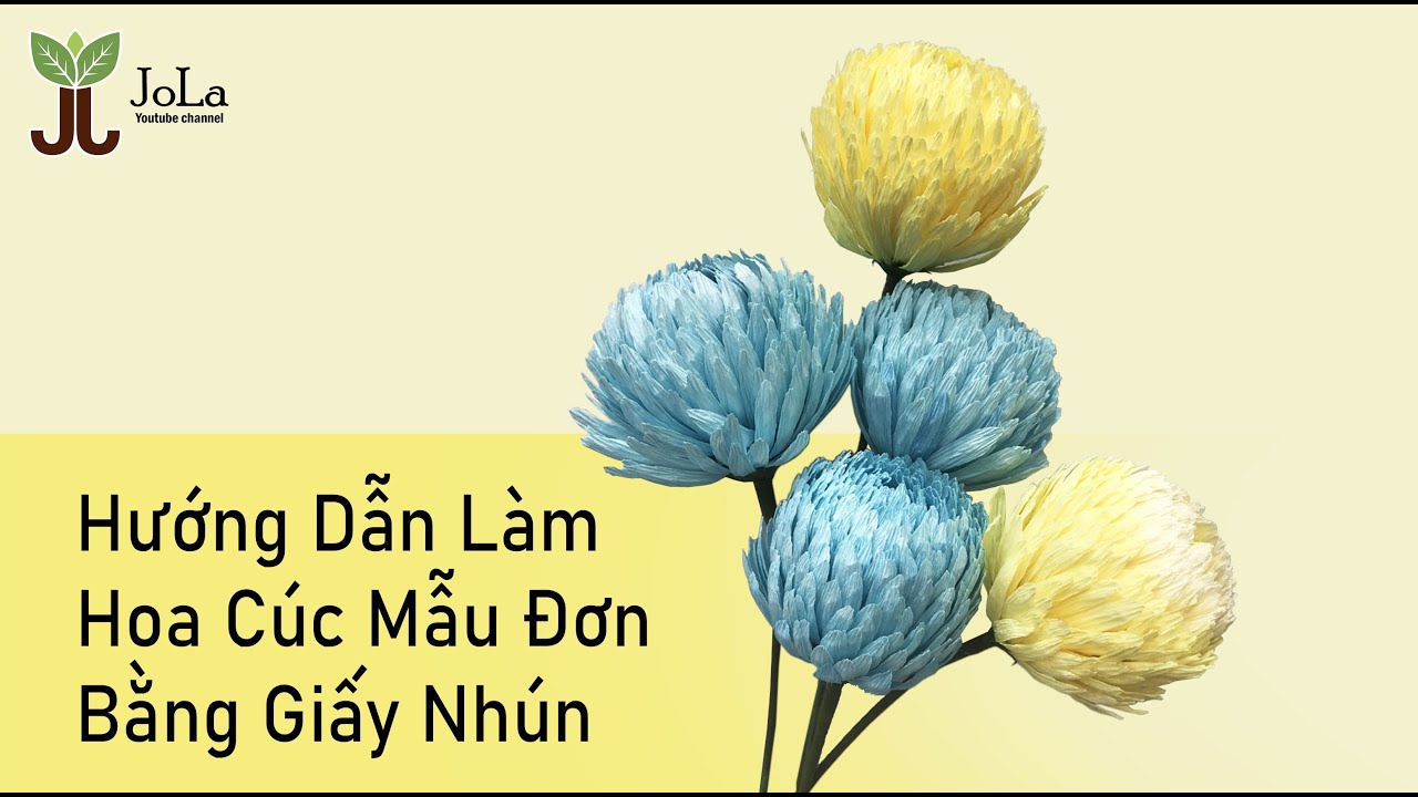 Cách làm hoa cúc mẫu đơn bằng giấy nhún /JoLa handmade